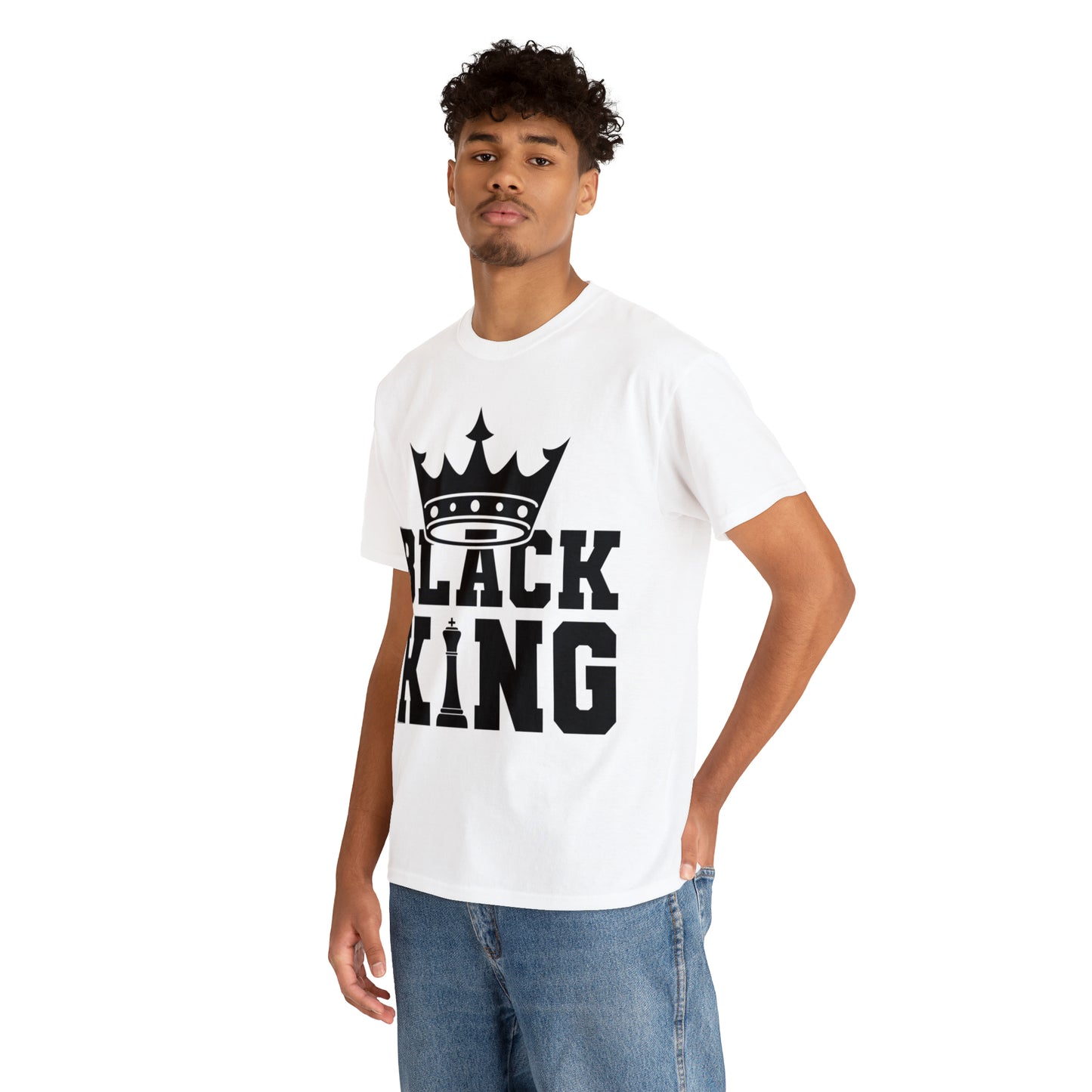 Black King DTF Print Unisex Heavy Cotton Tee