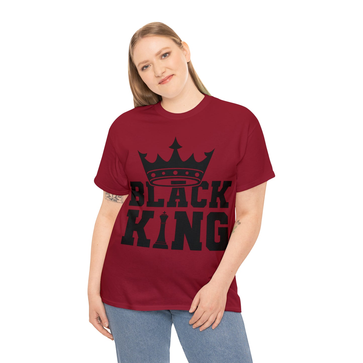 Black King DTF Print Unisex Heavy Cotton Tee