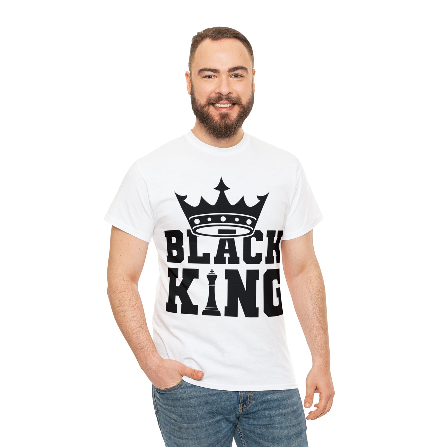Black King DTF Print Unisex Heavy Cotton Tee