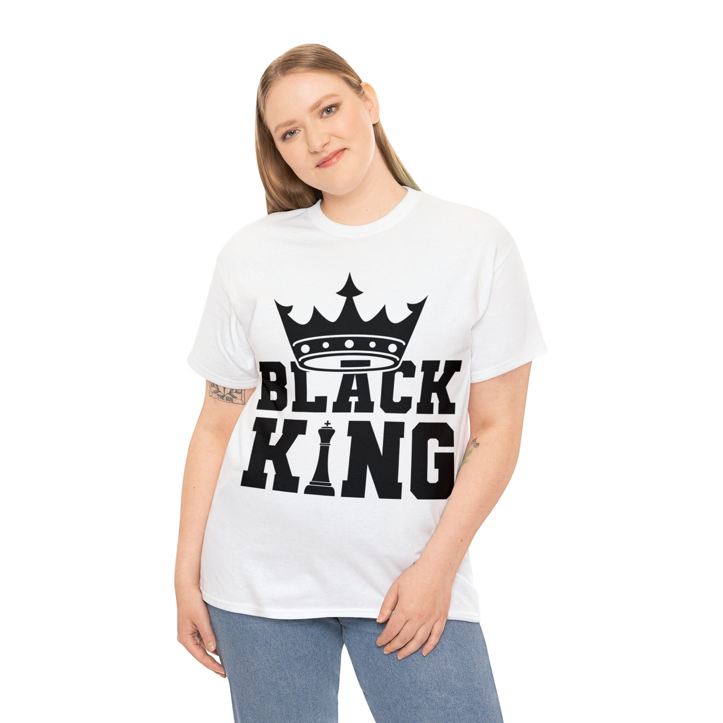 Black King DTF Print Unisex Heavy Cotton Tee