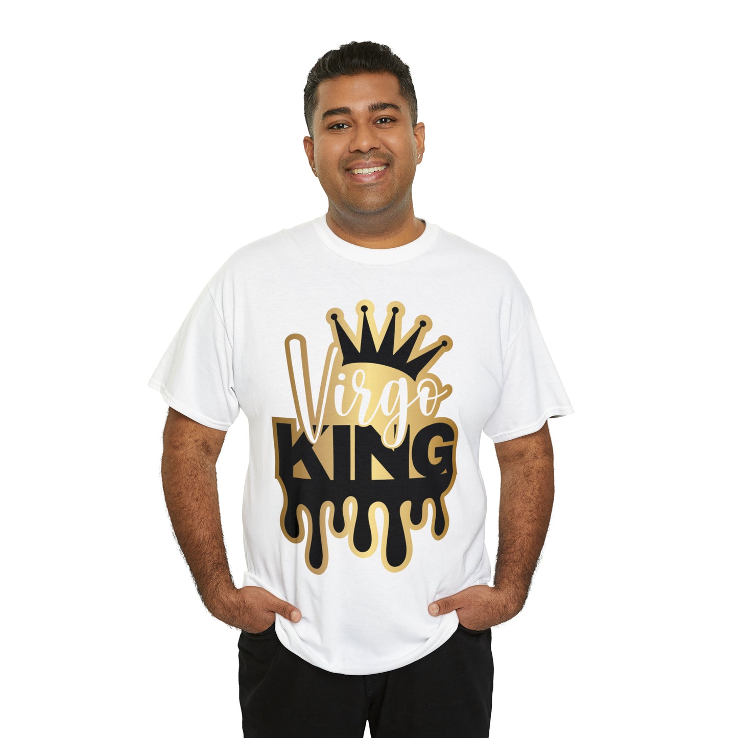 Virgo King DTF Print Unisex Heavy Cotton Tee