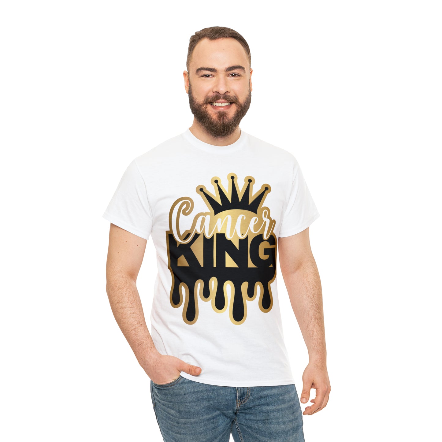 Cancer King DTF Print Unisex Heavy Cotton Tee