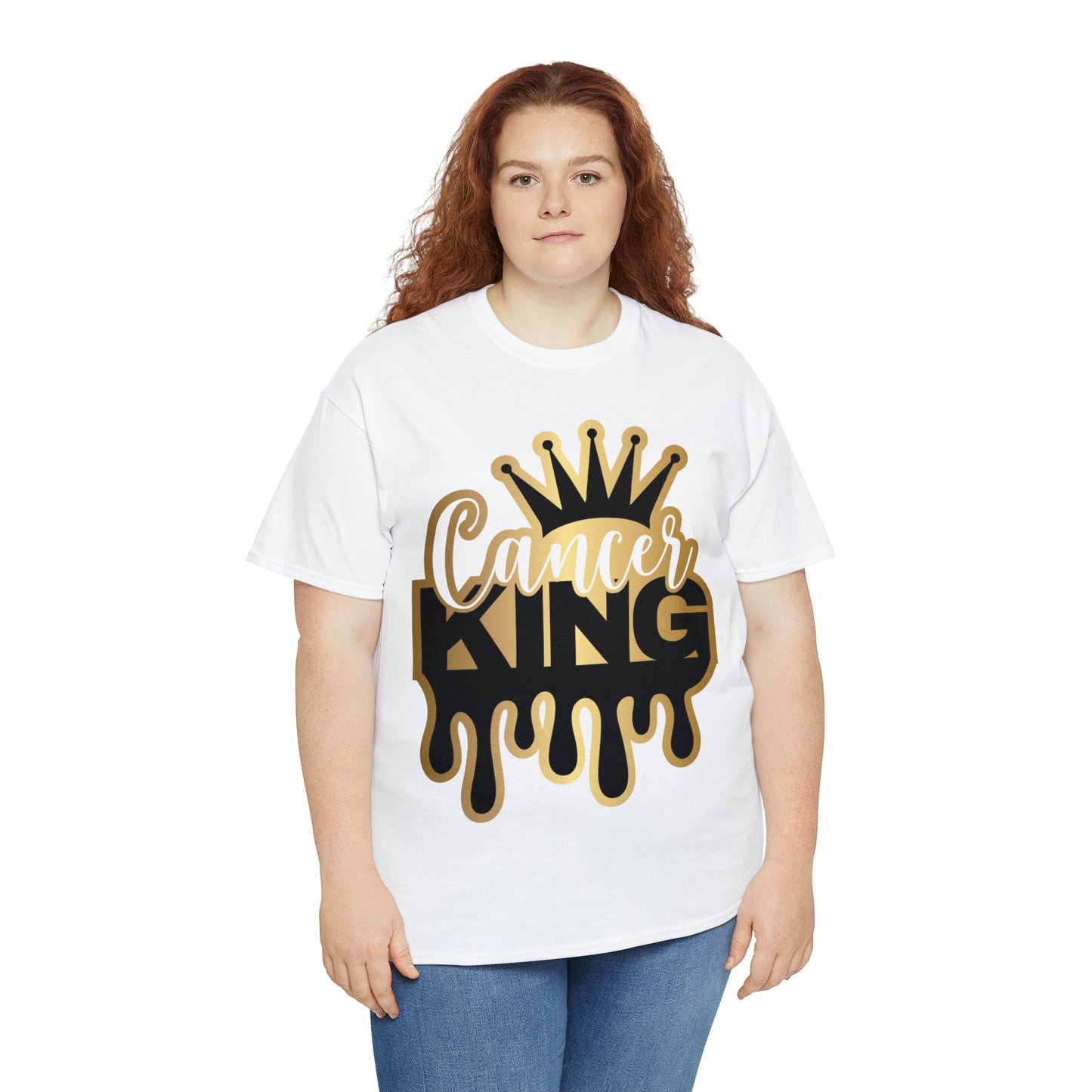 Cancer King (Vinyl Cut-Specialty Foil) Print Unisex Heavy Cotton Tee