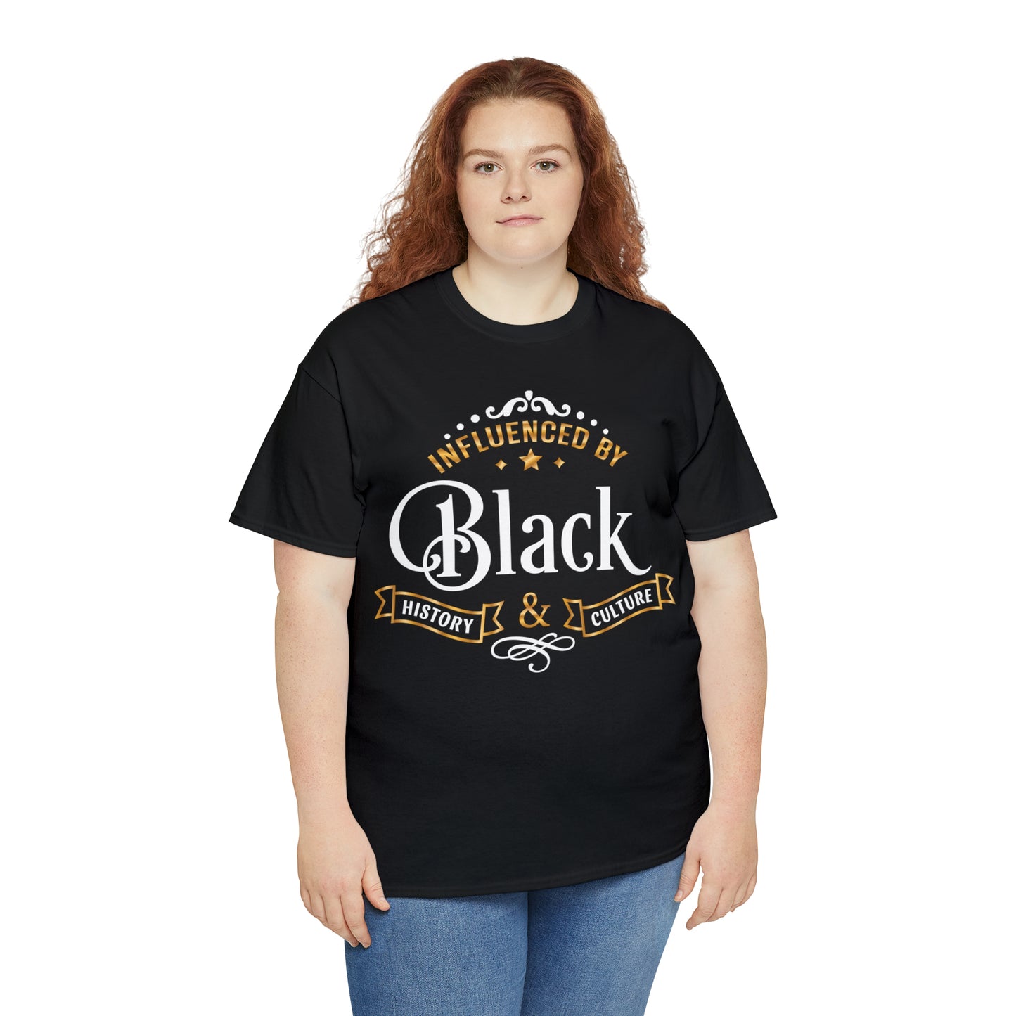 Influenced (Deluxe Gold/ Color Vinyl Cut-2 colors) Unisex Heavy Cotton Tee