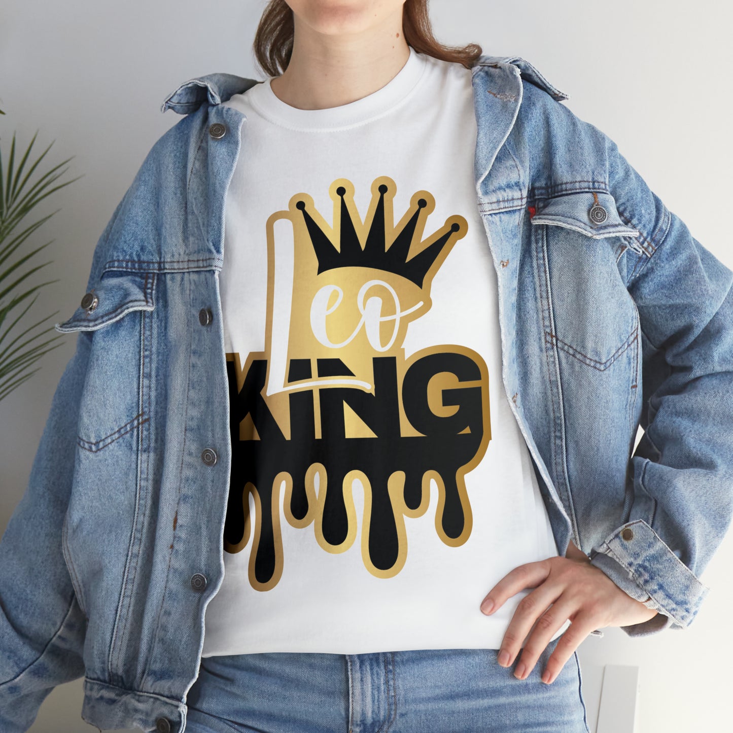 Leo King (Vinyl Cut-Specialty Foil) Print Unisex Heavy Cotton Tee