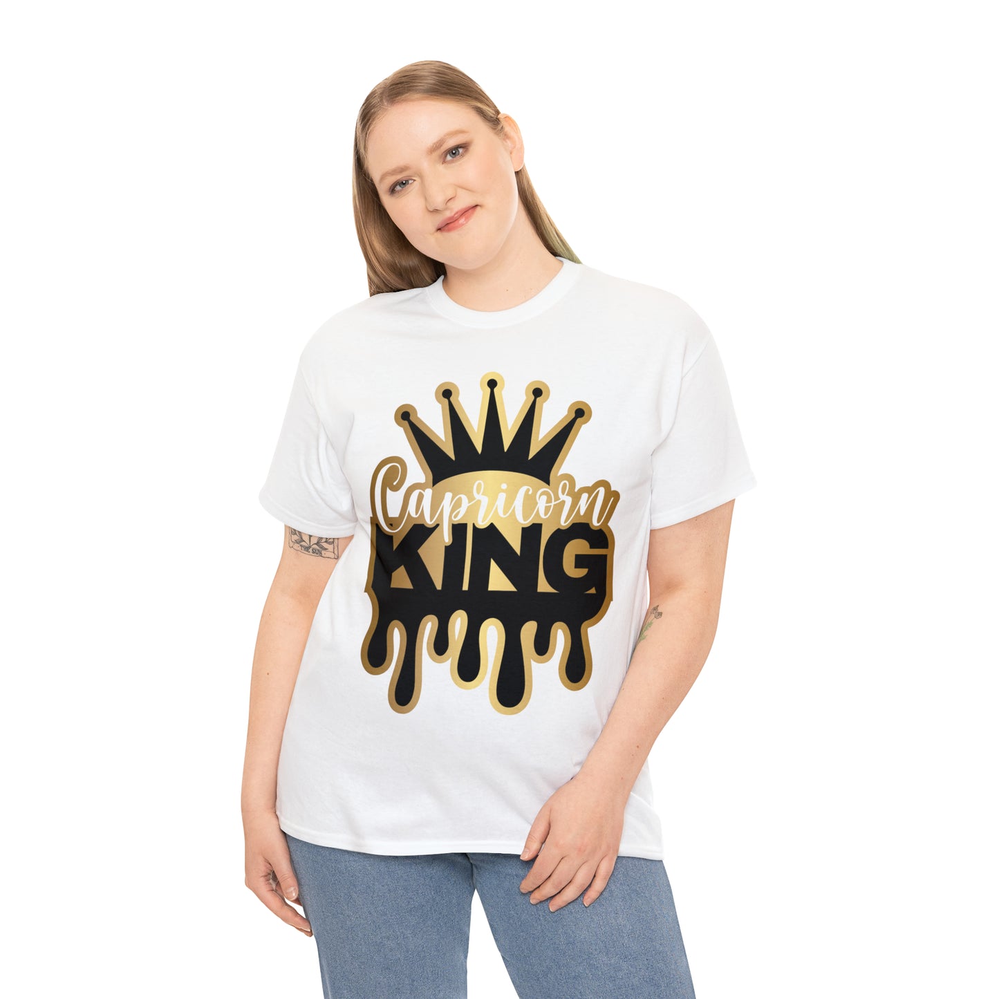 Capricorn King (Vinyl Cut-Specialty Foil) Print Unisex Heavy Cotton Tee