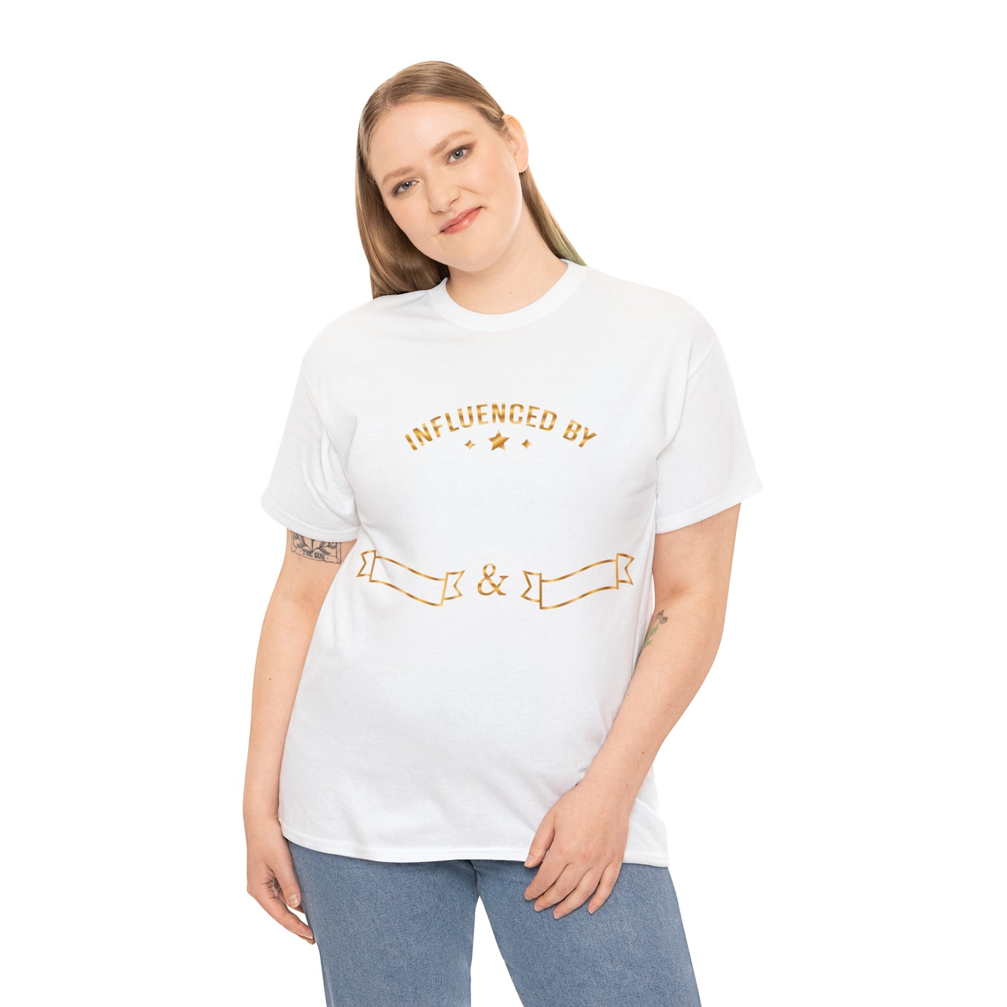 Influenced (Deluxe Gold/ Color Vinyl Cut-2 colors) Unisex Heavy Cotton Tee