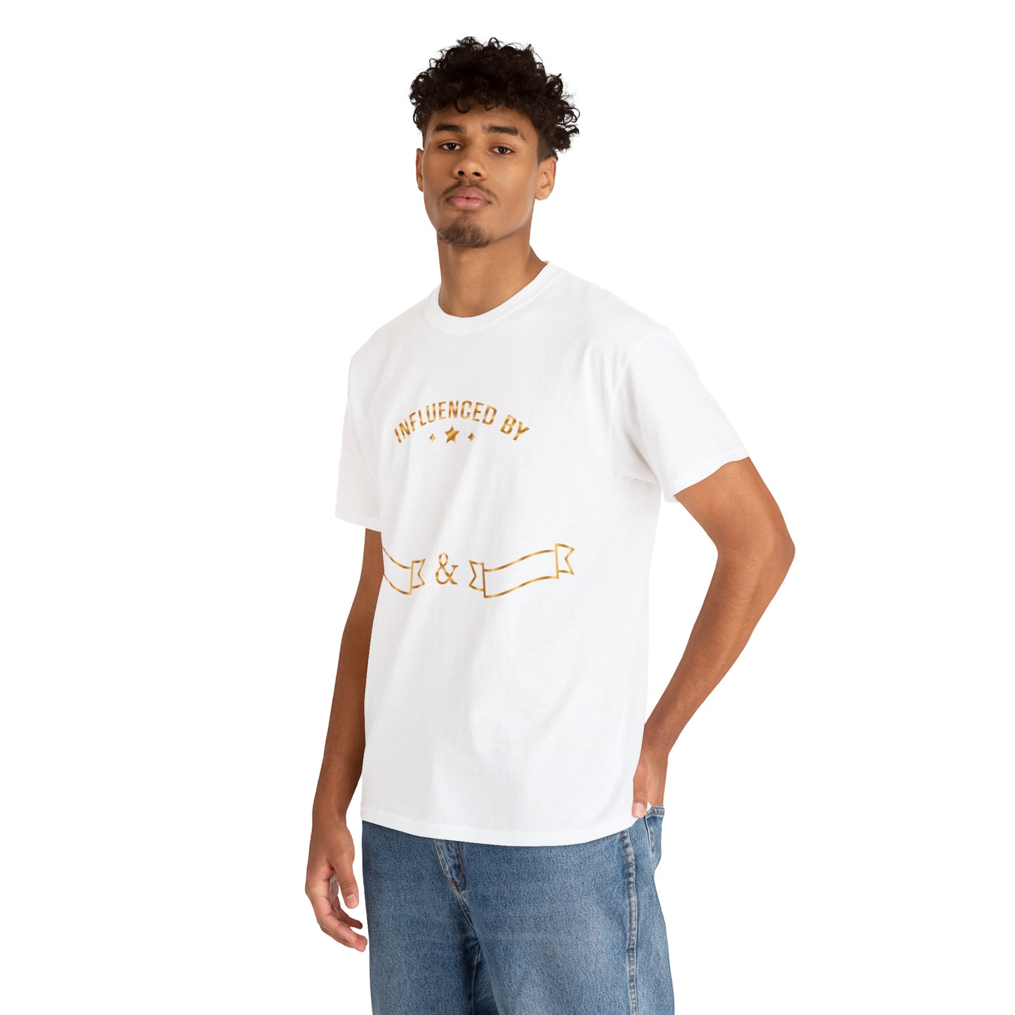 Influenced (Deluxe Gold/ Color Vinyl Cut-2 colors) Unisex Heavy Cotton Tee