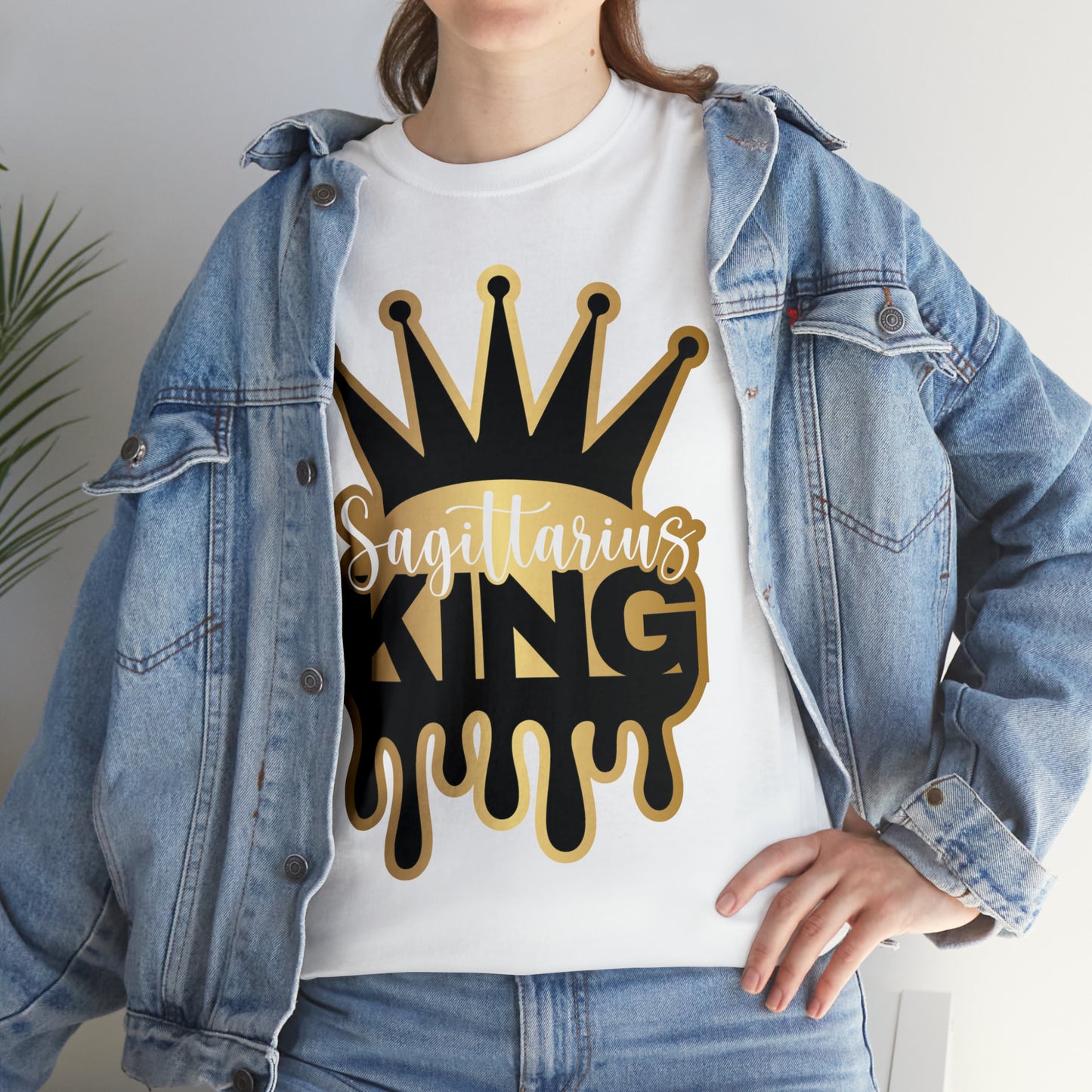 Sagittarius King DTF Print Unisex Heavy Cotton Tee