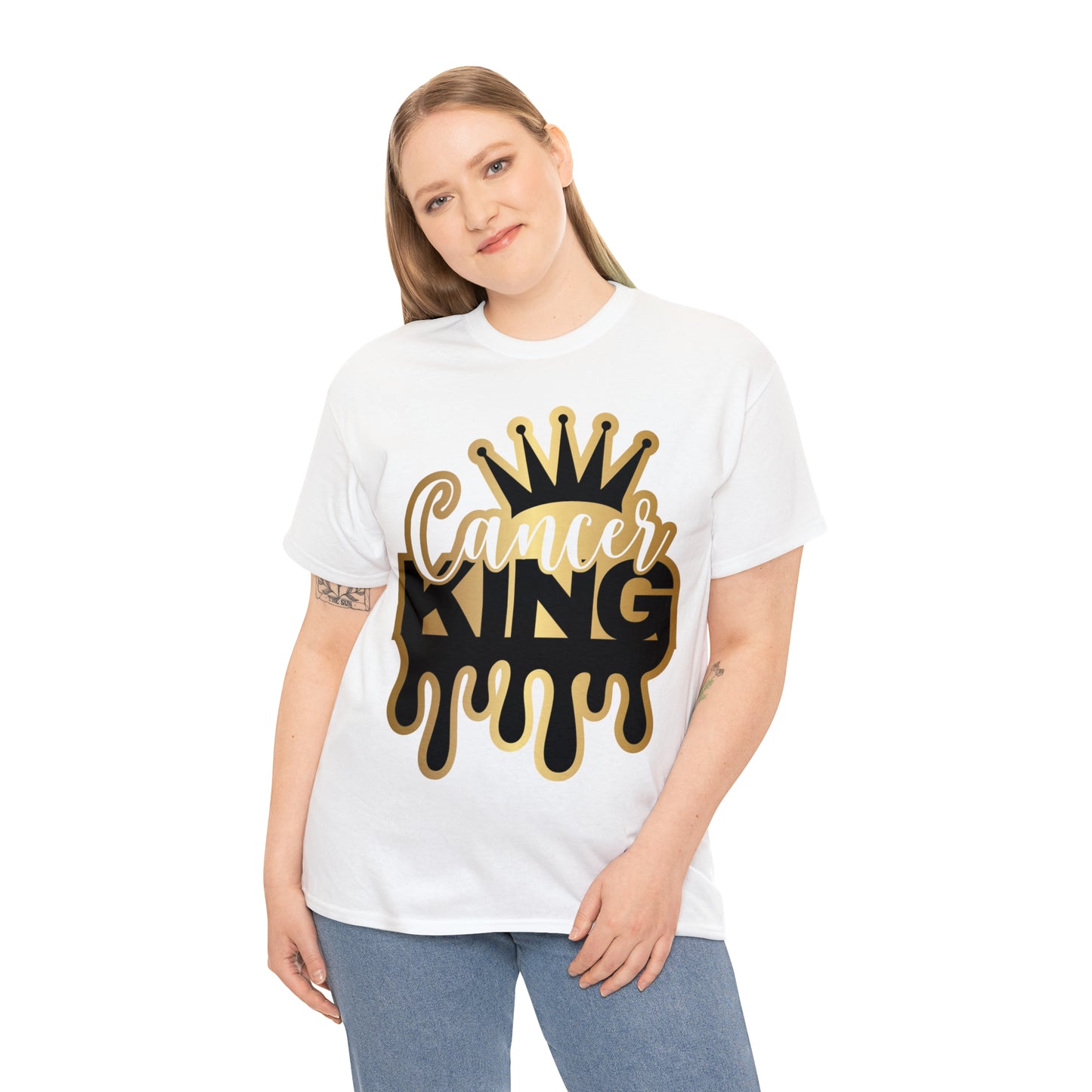 Cancer King (Vinyl Cut-Specialty Foil) Print Unisex Heavy Cotton Tee