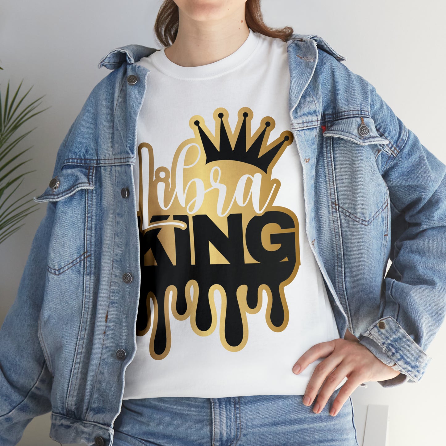 Libra King (Vinyl Cut-Specialty Foil) Print Unisex Heavy Cotton Tee