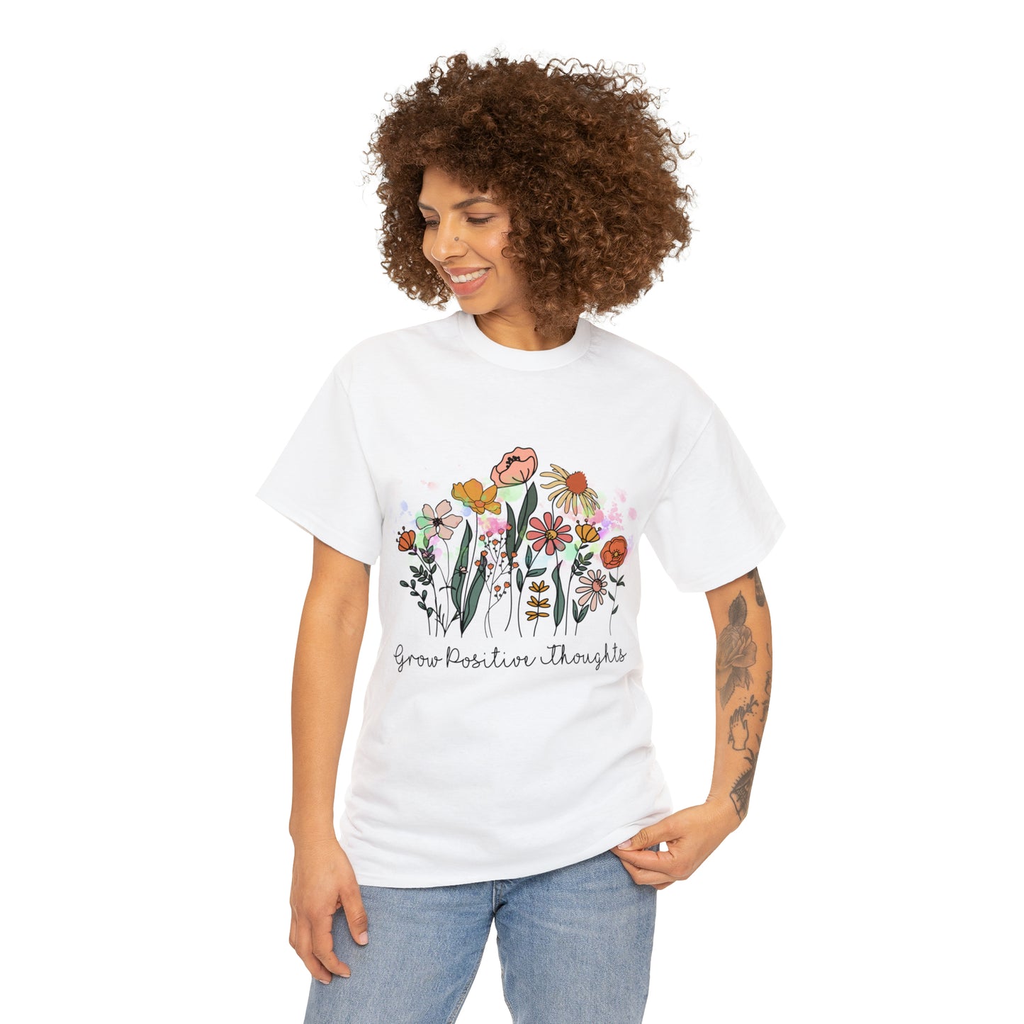 Grow Positive Thoughts Unisex Heavy Cotton Tee