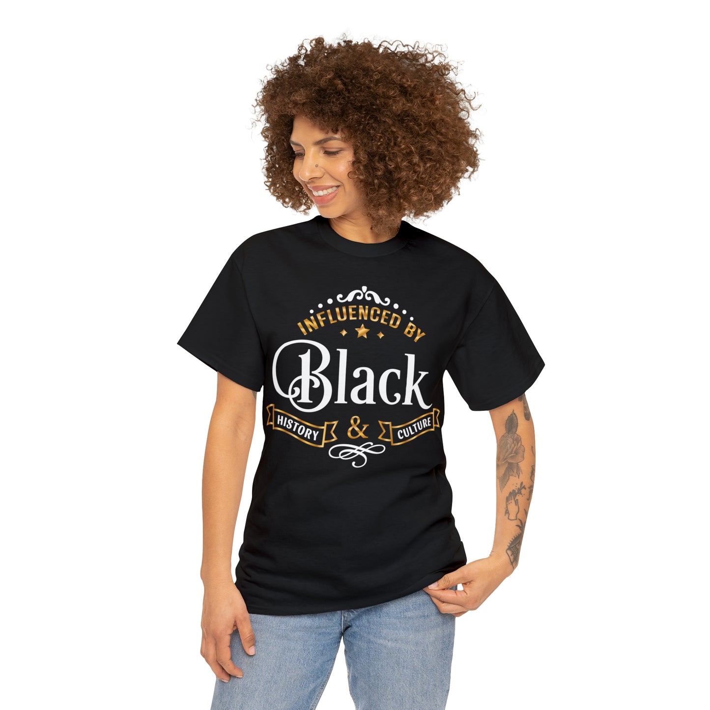 Influenced (Deluxe Gold/ Color Vinyl Cut-2 colors) Unisex Heavy Cotton Tee