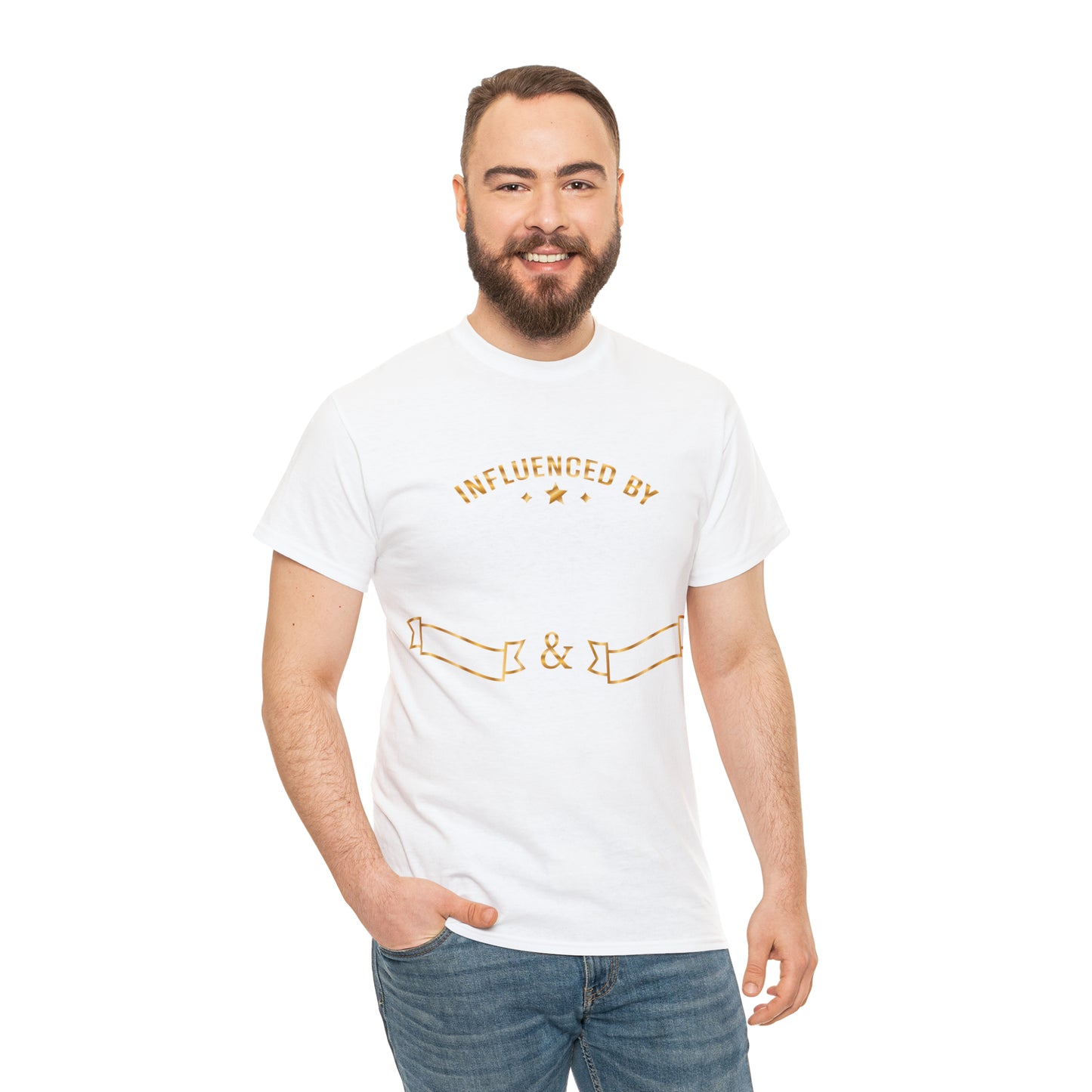Influenced (Deluxe Gold/ Color Vinyl Cut-2 colors) Unisex Heavy Cotton Tee