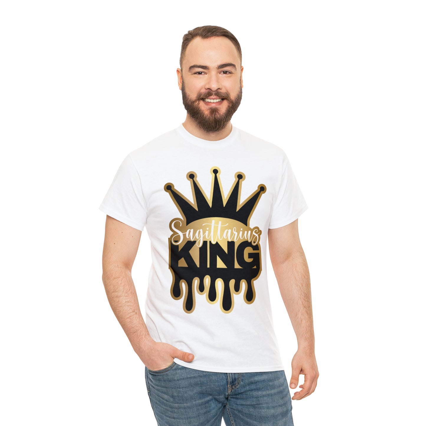 Sagittarius King (Vinyl Cut-Specialty Foil) Print Unisex Heavy Cotton Tee
