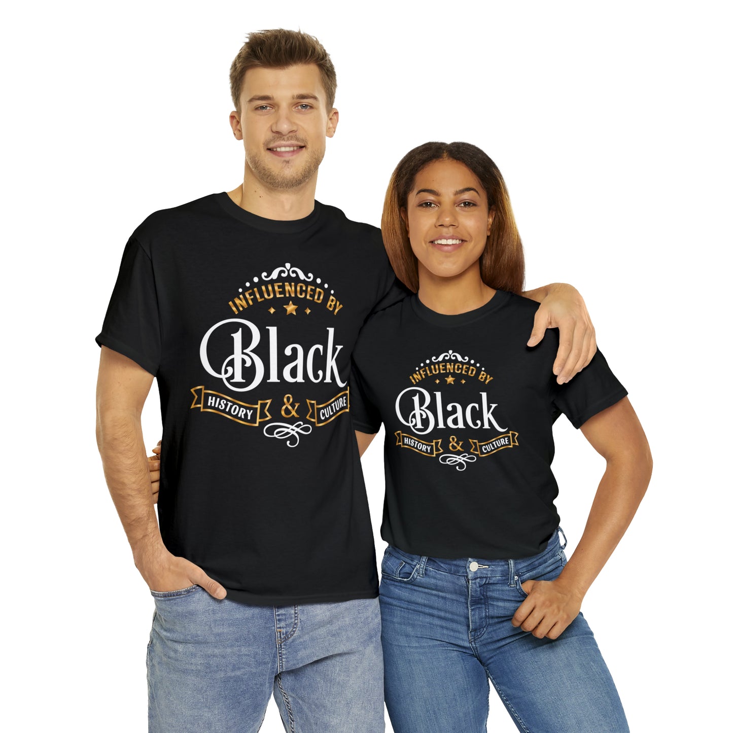 Influenced (Deluxe Gold/ Color Vinyl Cut-2 colors) Unisex Heavy Cotton Tee