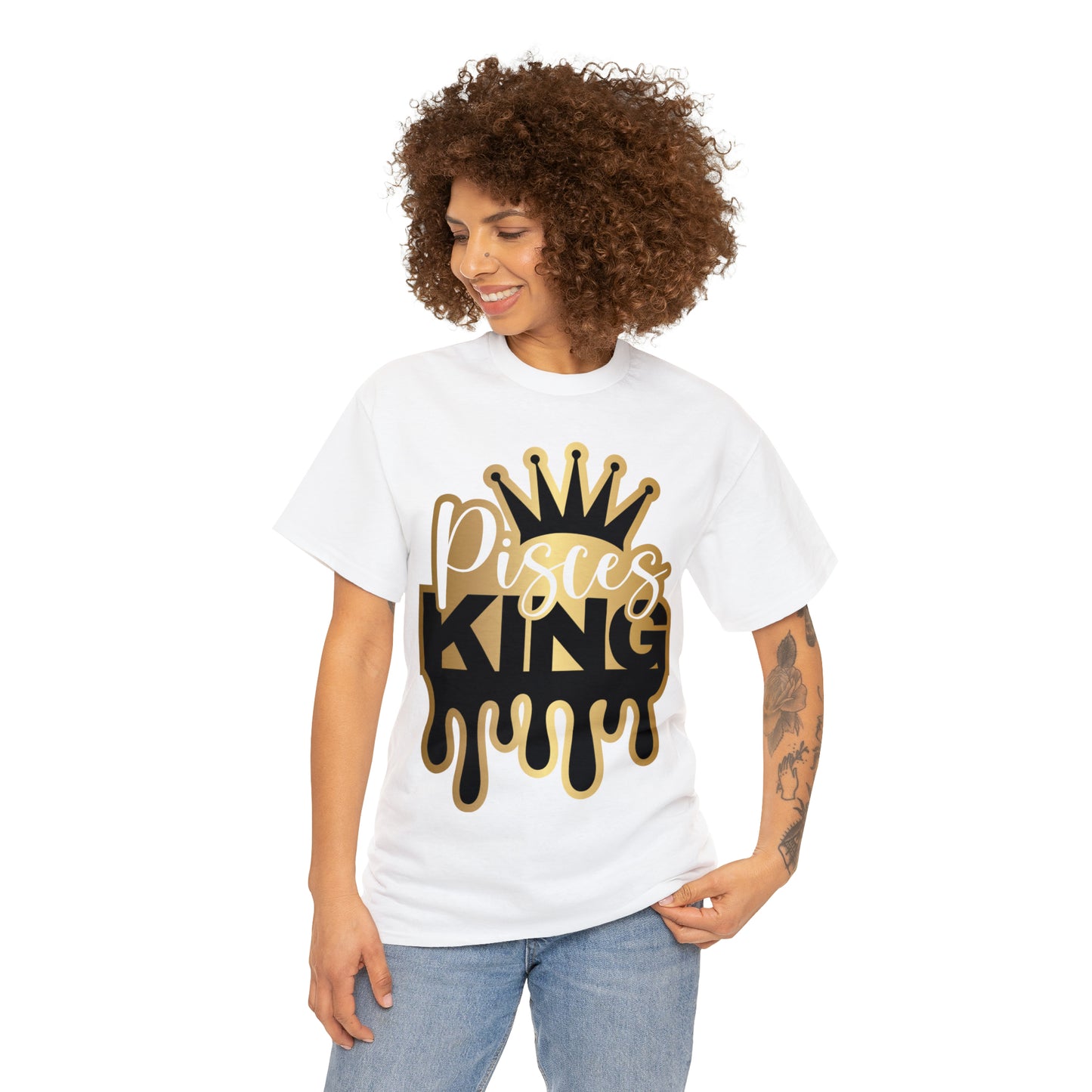Pisces King (Vinyl Cut-Specialty Foil) Print Unisex Heavy Cotton Tee