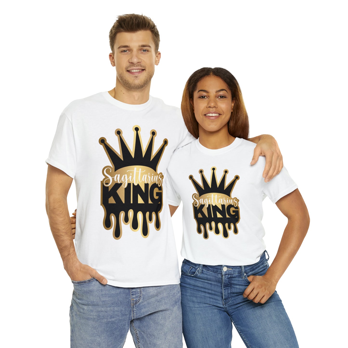 Sagittarius King (Vinyl Cut-Specialty Foil) Print Unisex Heavy Cotton Tee