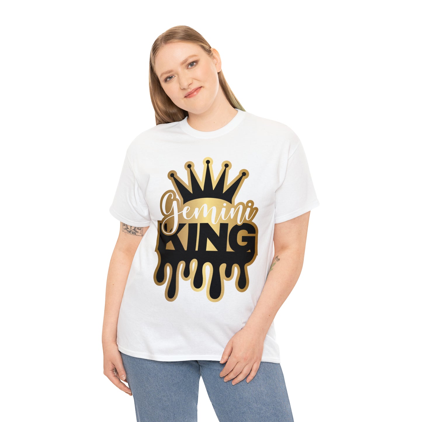 Gemini King (Vinyl Cut-Specialty Foil) Print Unisex Heavy Cotton Tee