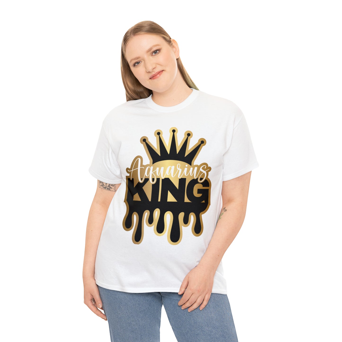 Aquarius King (Vinyl Cut-Specialty Foil) Print Unisex Heavy Cotton Tee