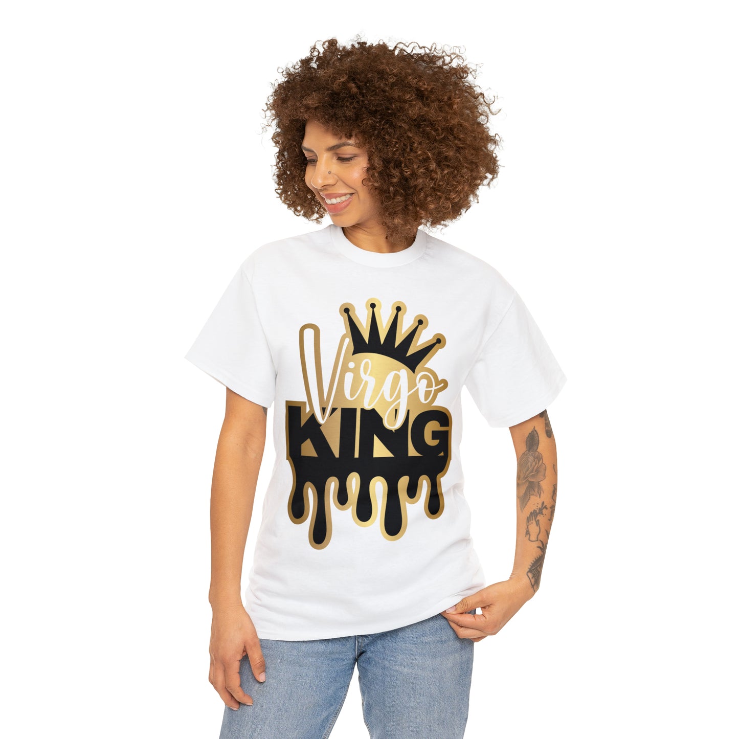 Virgo King (Vinyl Cut-Specialty Foil) Print Unisex Heavy Cotton Tee