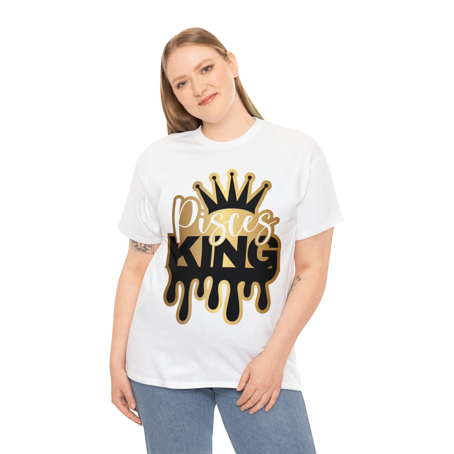 Pisces King (Vinyl Cut-Specialty Foil) Print Unisex Heavy Cotton Tee
