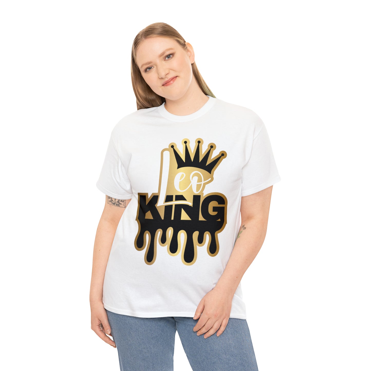 Leo King (Vinyl Cut-Specialty Foil) Print Unisex Heavy Cotton Tee