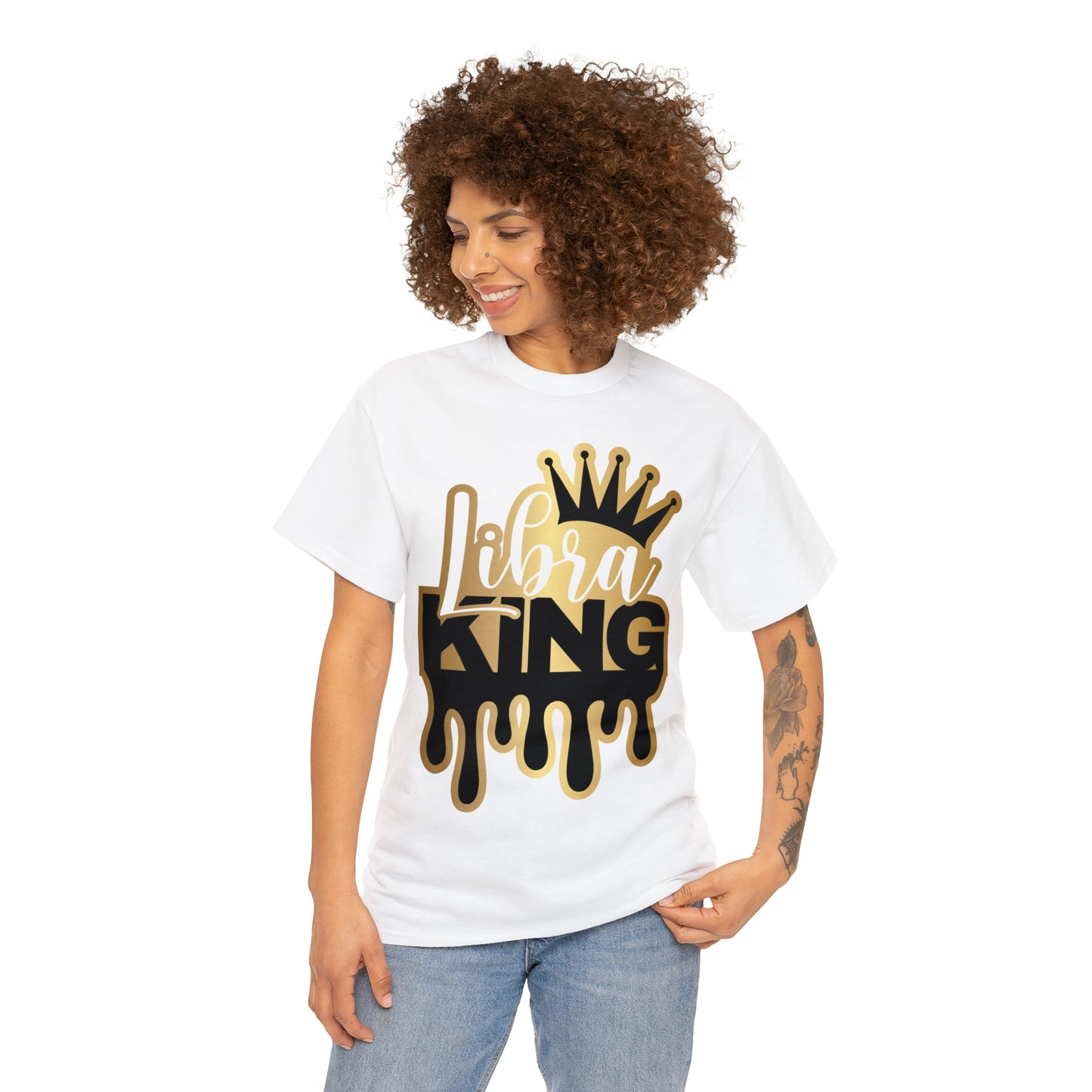 Libra King (Vinyl Cut-Specialty Foil) Print Unisex Heavy Cotton Tee