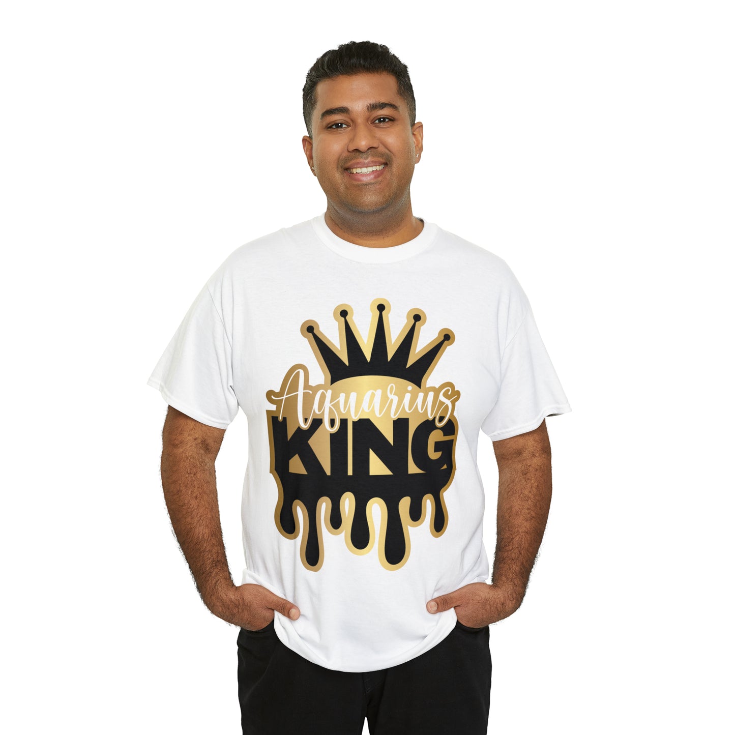Aquarius King (Vinyl Cut-Specialty Foil) Print Unisex Heavy Cotton Tee