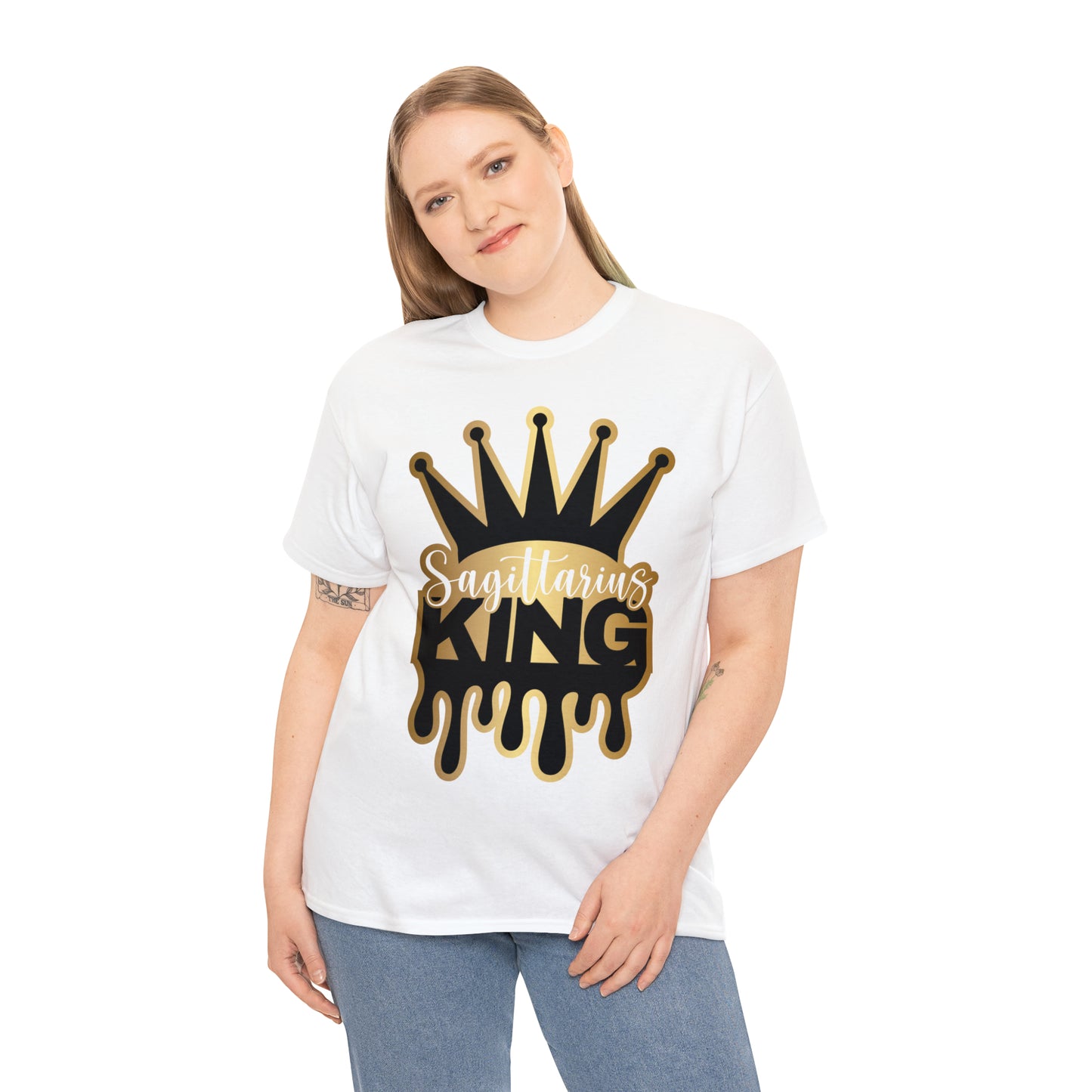 Sagittarius King (Vinyl Cut-Specialty Foil) Print Unisex Heavy Cotton Tee