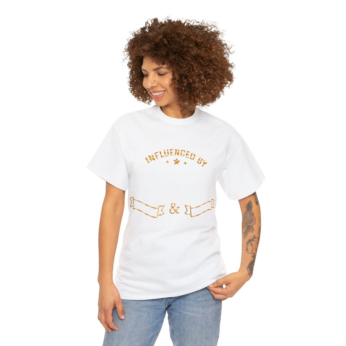 Influenced (Deluxe Gold/ Color Vinyl Cut-2 colors) Unisex Heavy Cotton Tee