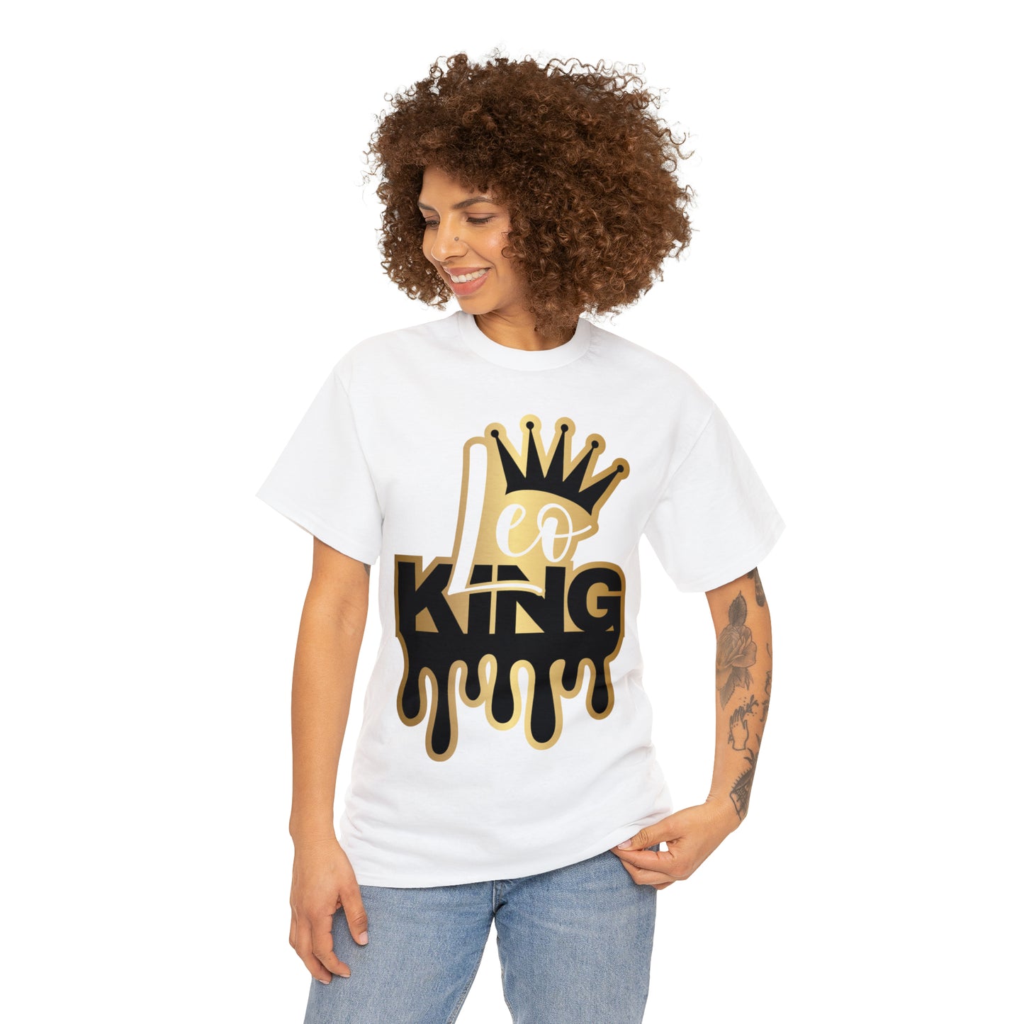 Leo King (Vinyl Cut-Specialty Foil) Print Unisex Heavy Cotton Tee