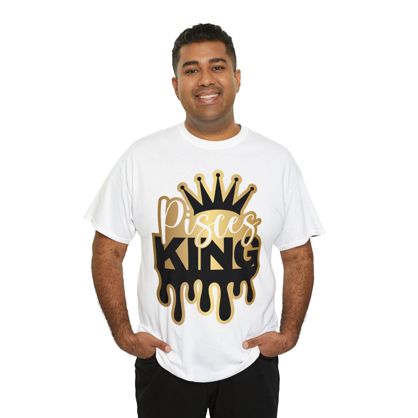 Pisces King (Vinyl Cut-Specialty Foil) Print Unisex Heavy Cotton Tee