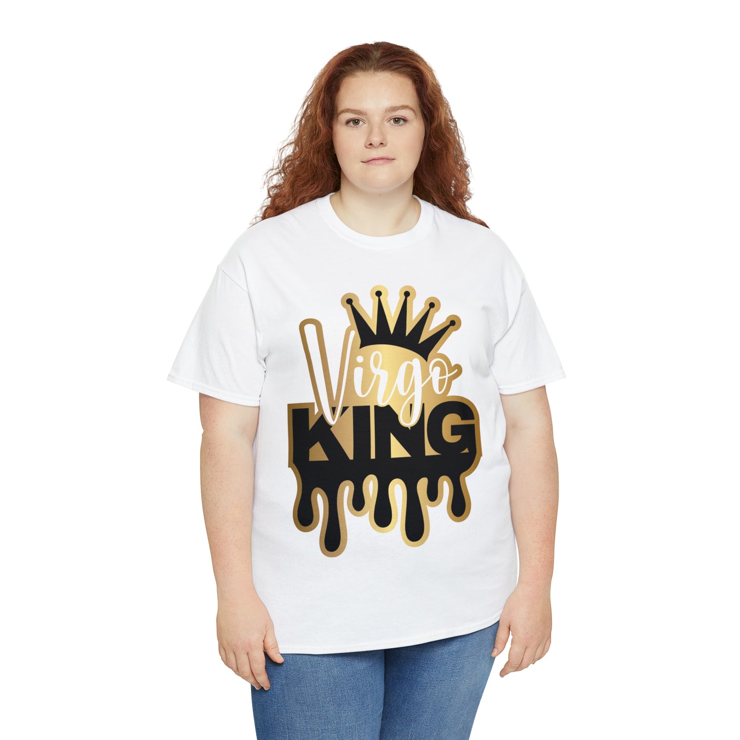Virgo King DTF Print Unisex Heavy Cotton Tee