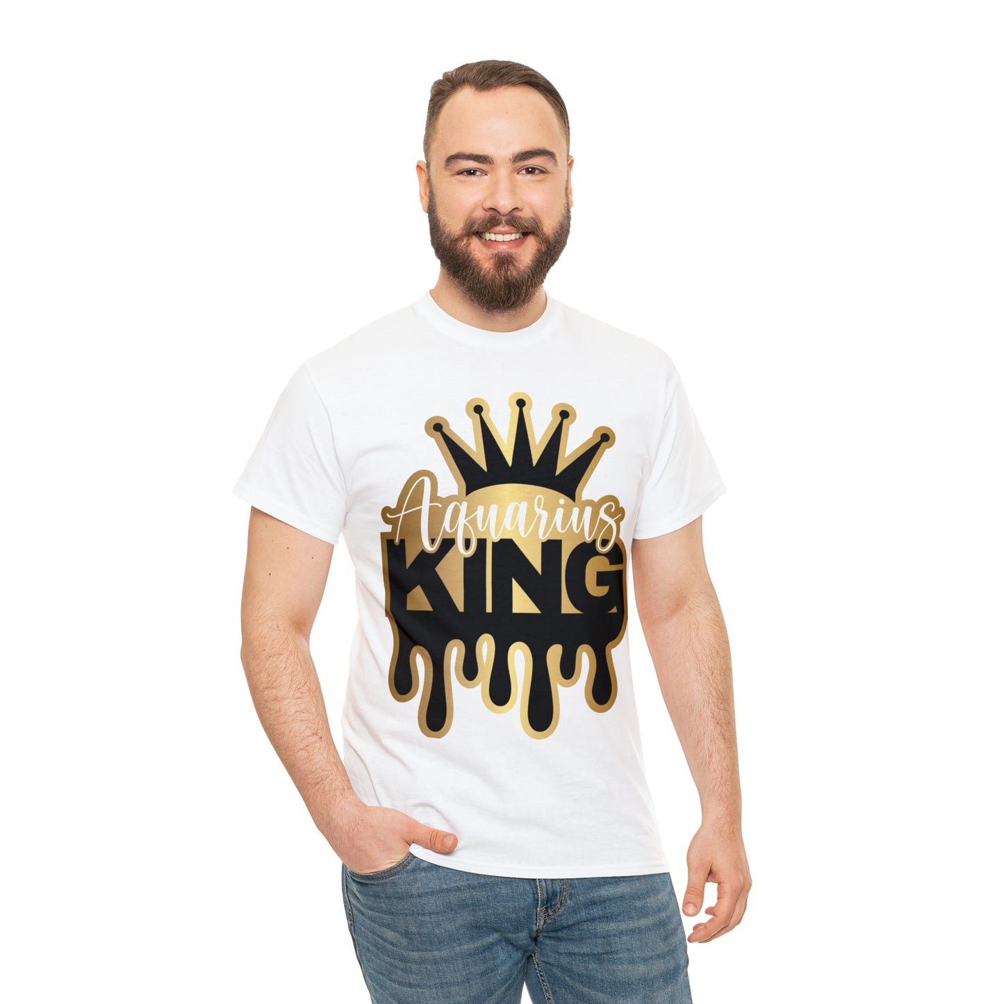Aquarius King (Vinyl Cut-Specialty Foil) Print Unisex Heavy Cotton Tee