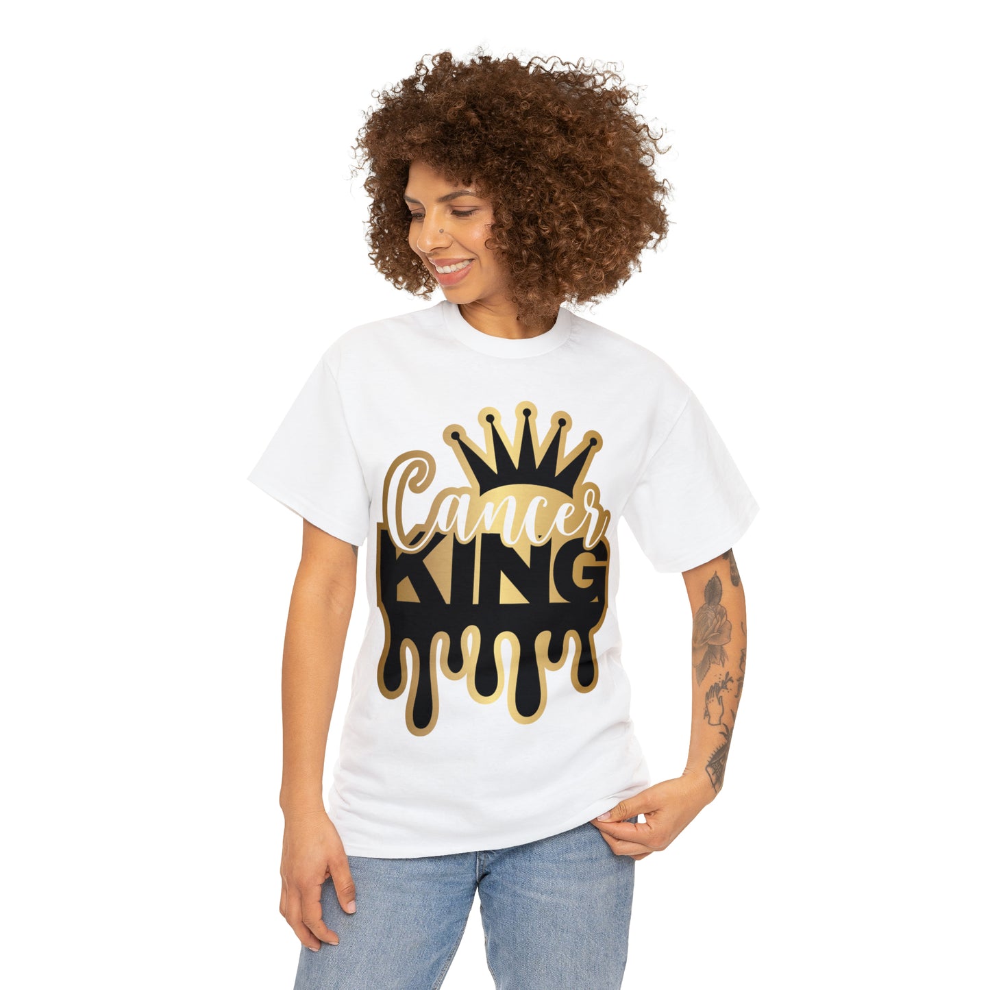 Cancer King DTF Print Unisex Heavy Cotton Tee