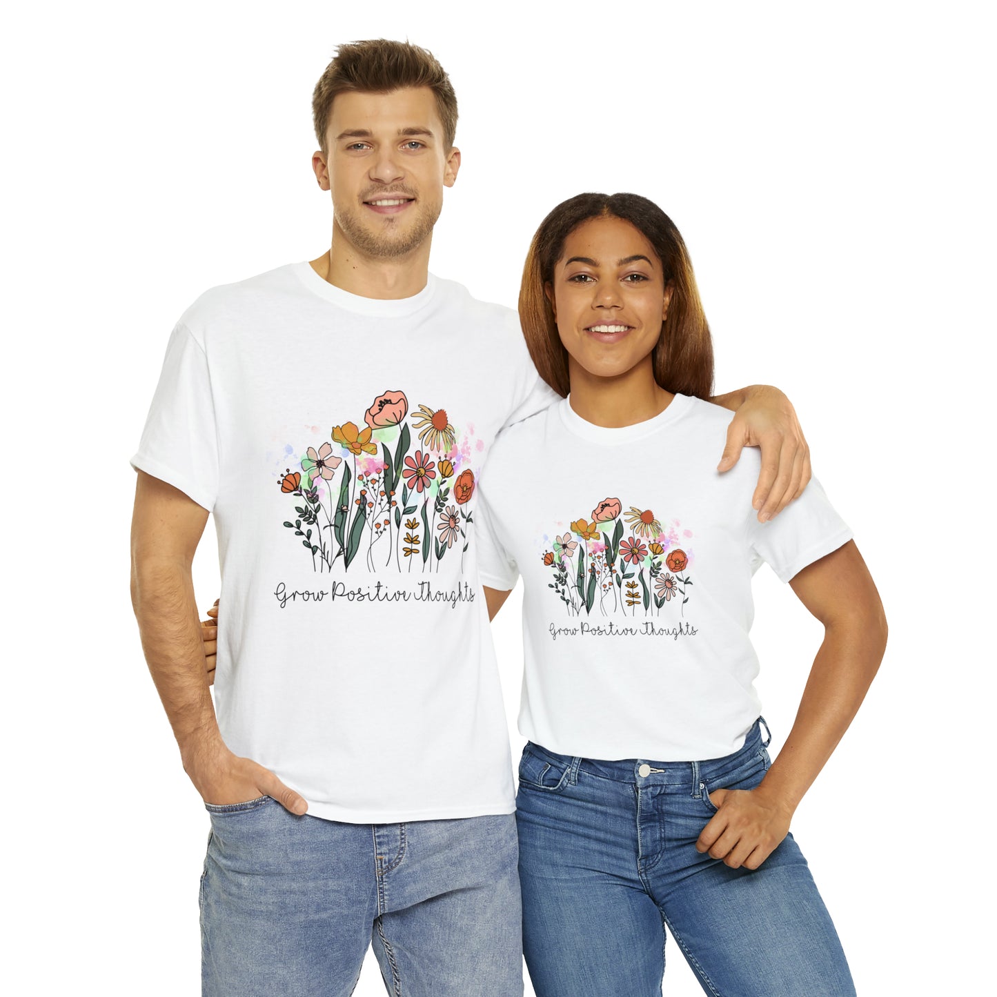 Grow Positive Thoughts Unisex Heavy Cotton Tee