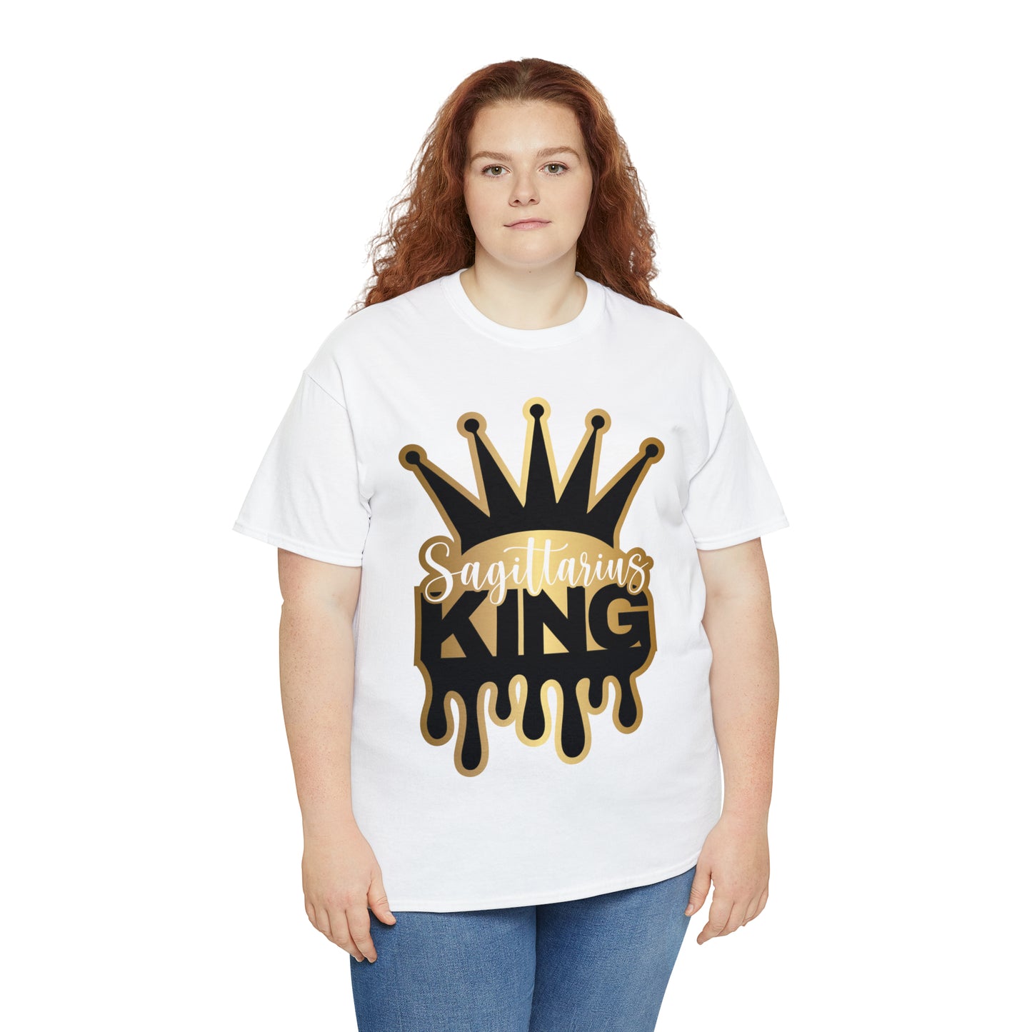 Sagittarius King DTF Print Unisex Heavy Cotton Tee