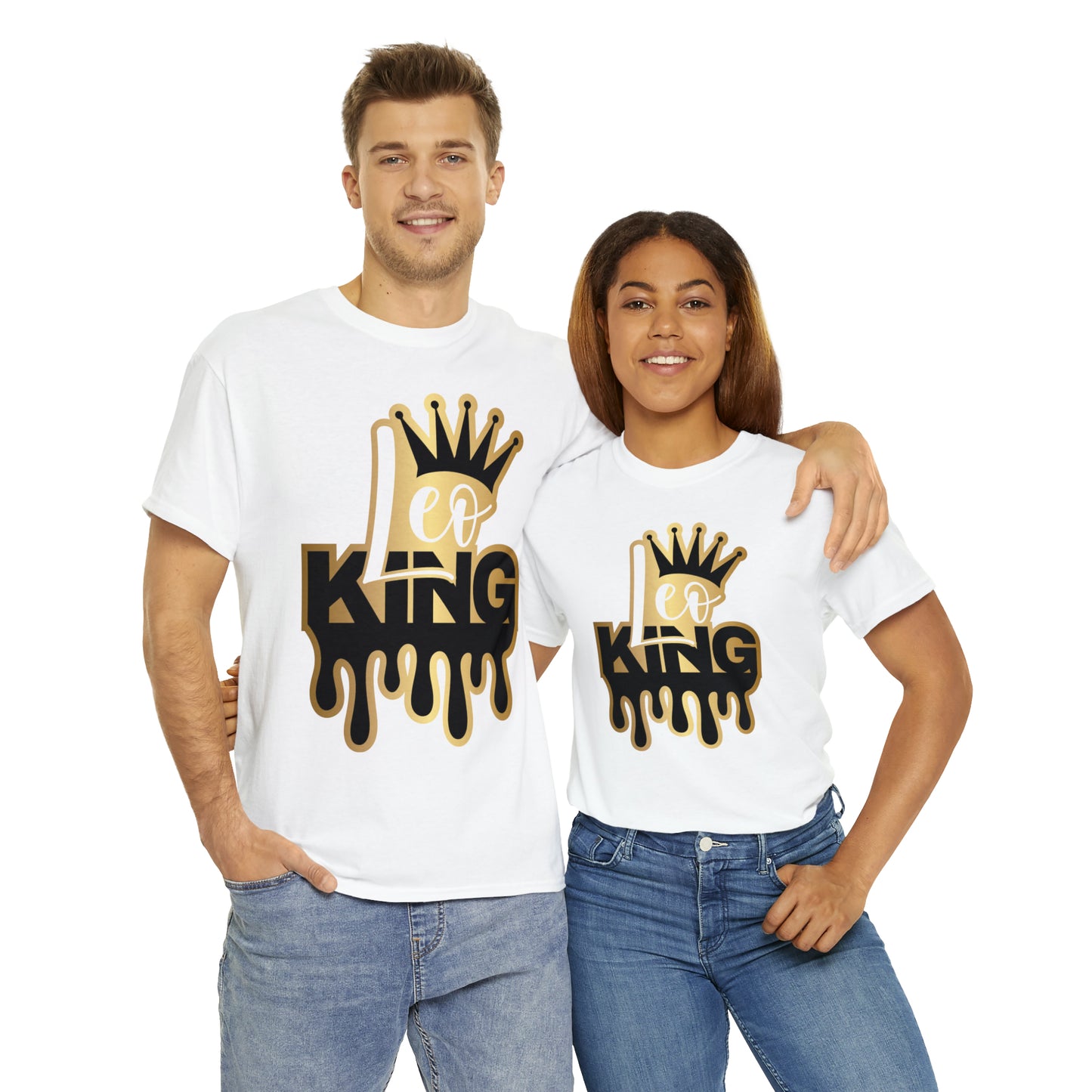 Leo King (Vinyl Cut-Specialty Foil) Print Unisex Heavy Cotton Tee
