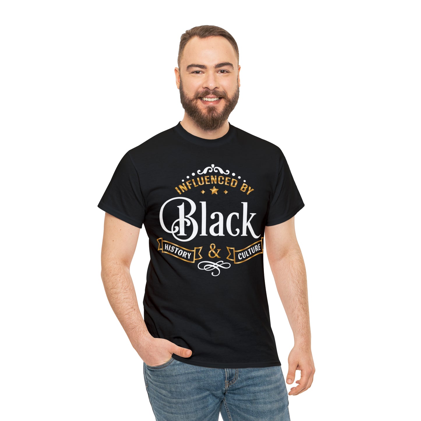 Influenced (Deluxe Gold/ Color Vinyl Cut-2 colors) Unisex Heavy Cotton Tee
