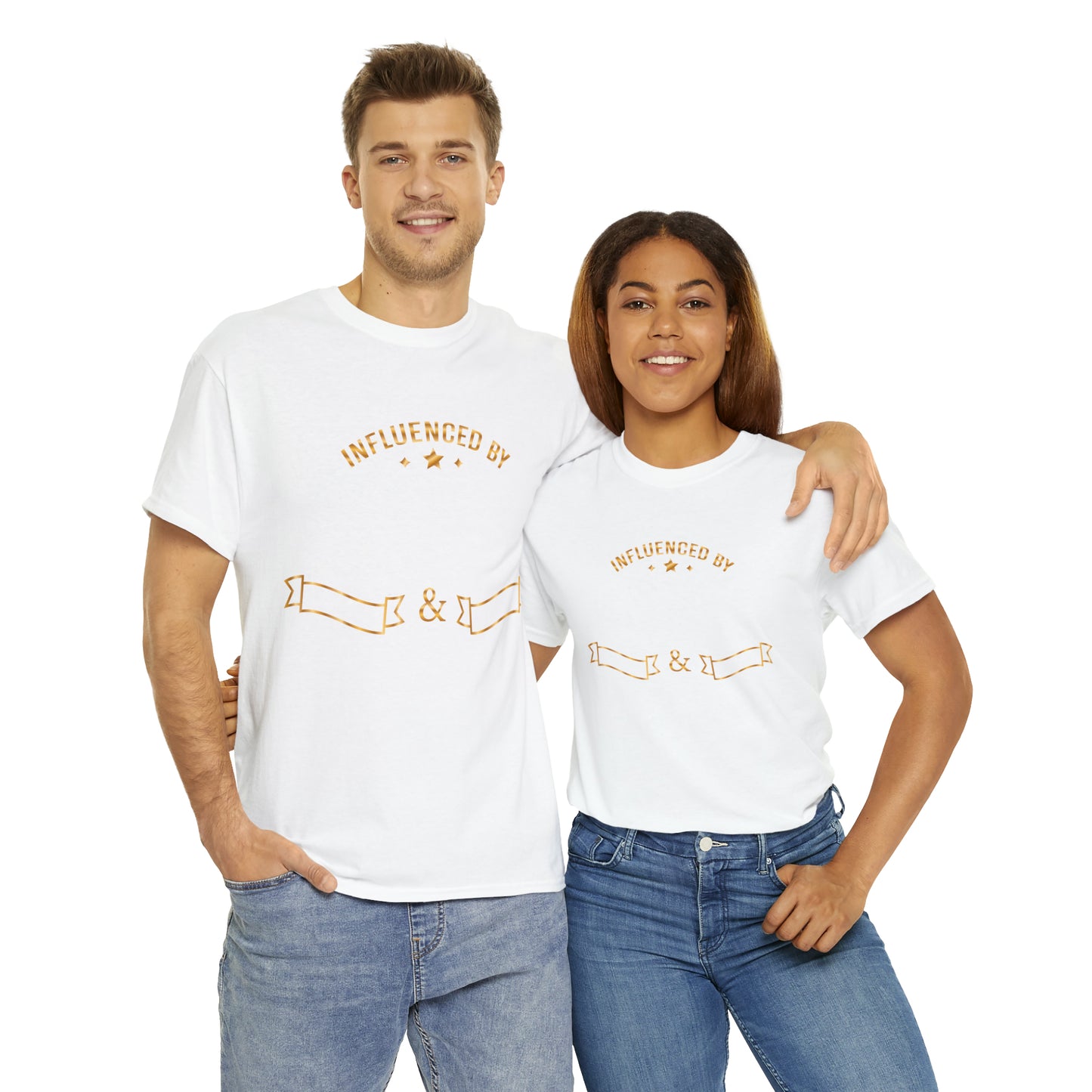 Influenced (Deluxe Gold/ Color Vinyl Cut-2 colors) Unisex Heavy Cotton Tee