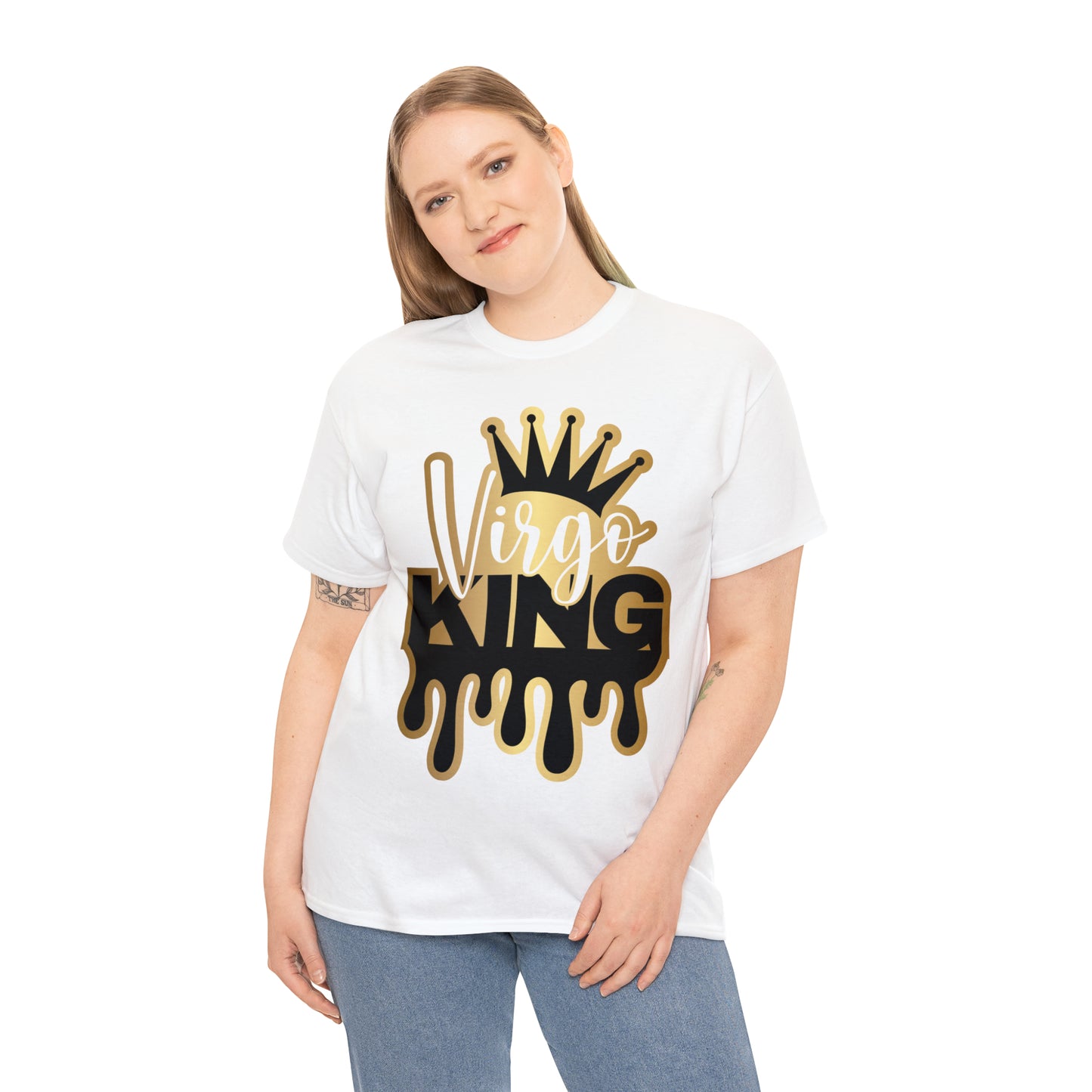 Virgo King (Vinyl Cut-Specialty Foil) Print Unisex Heavy Cotton Tee