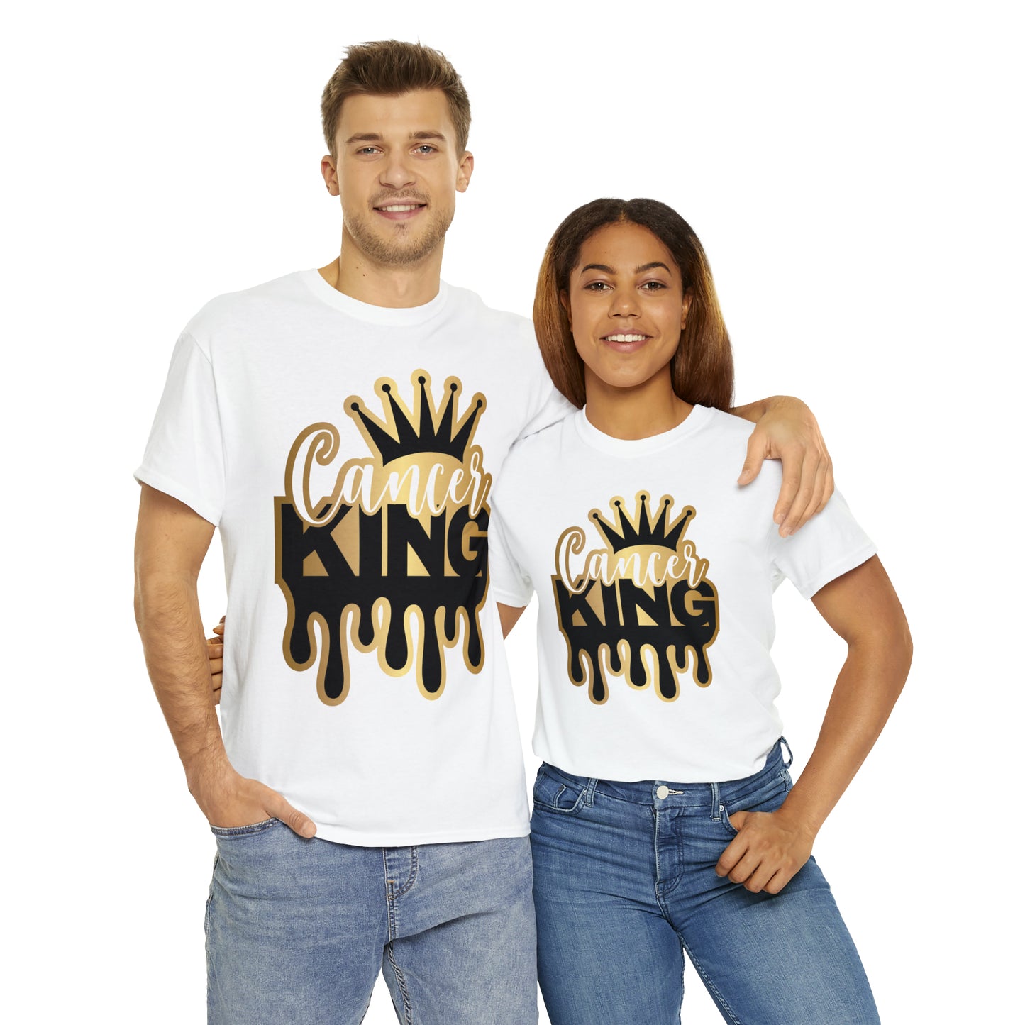 Cancer King DTF Print Unisex Heavy Cotton Tee