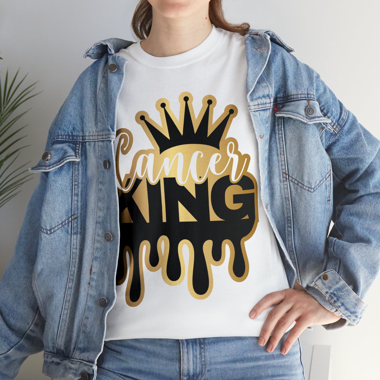 Cancer King DTF Print Unisex Heavy Cotton Tee