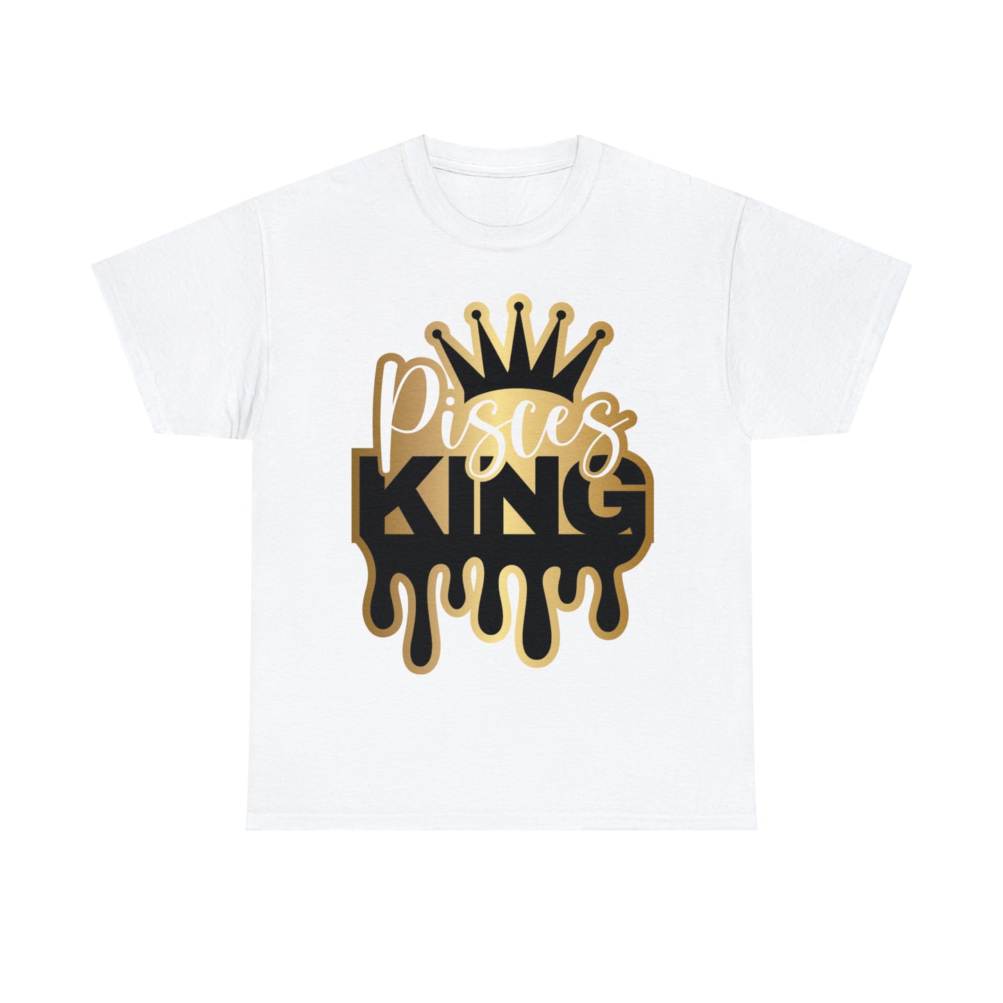 Pisces King DTF Print Unisex Heavy Cotton Tee