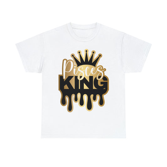 Pisces King (Vinyl Cut-Specialty Foil) Print Unisex Heavy Cotton Tee