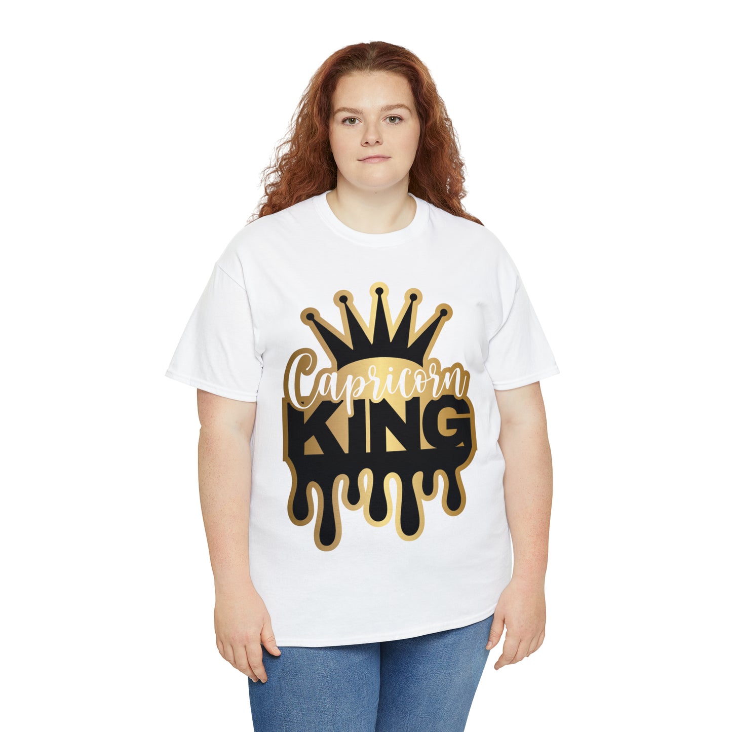 Capricorn King (Vinyl Cut-Specialty Foil) Print Unisex Heavy Cotton Tee