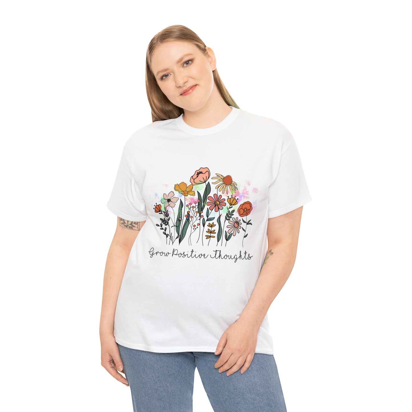 Grow Positive Thoughts Unisex Heavy Cotton Tee