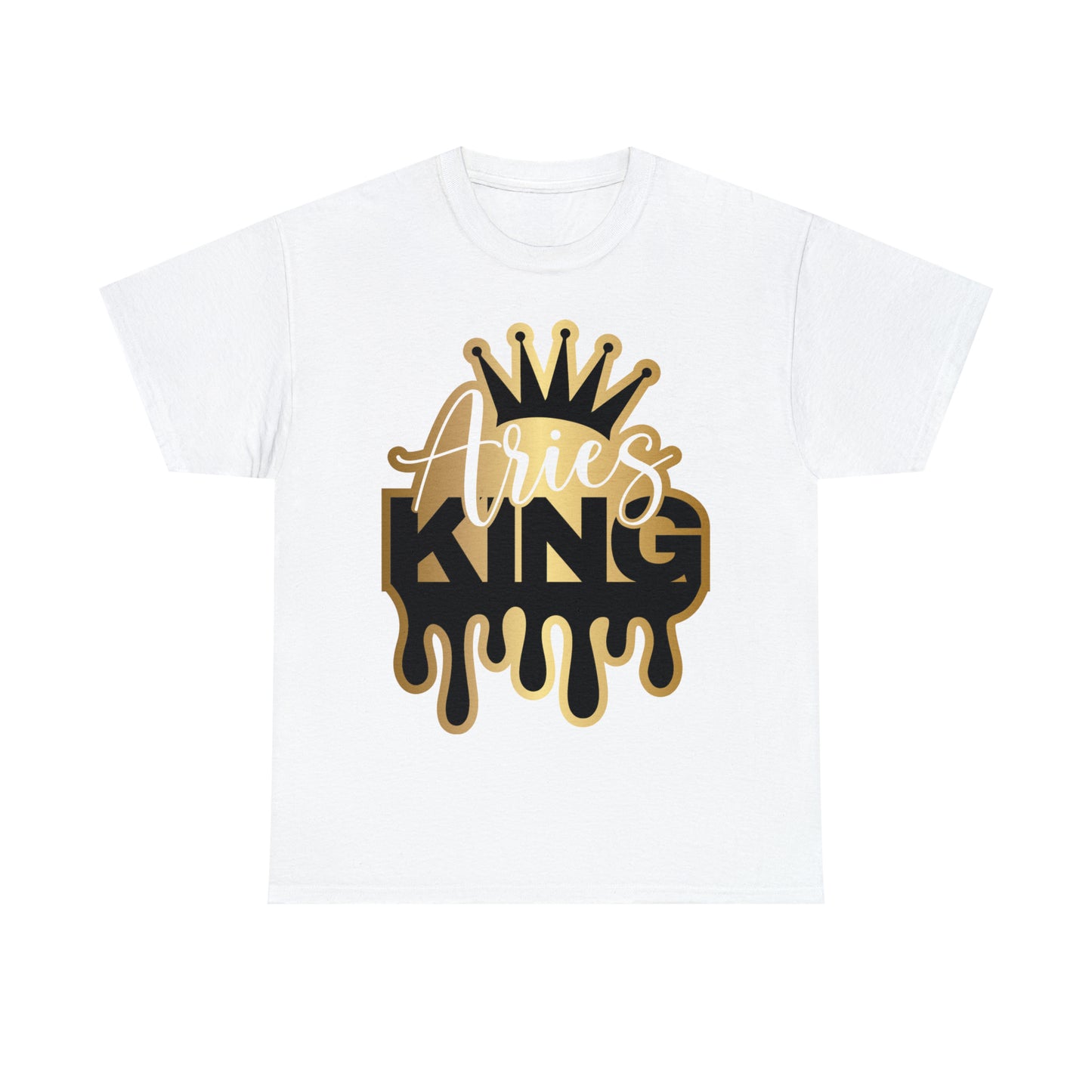 Aries King (Vinyl Cut-Specialty Foil) Print Unisex Heavy Cotton Tee