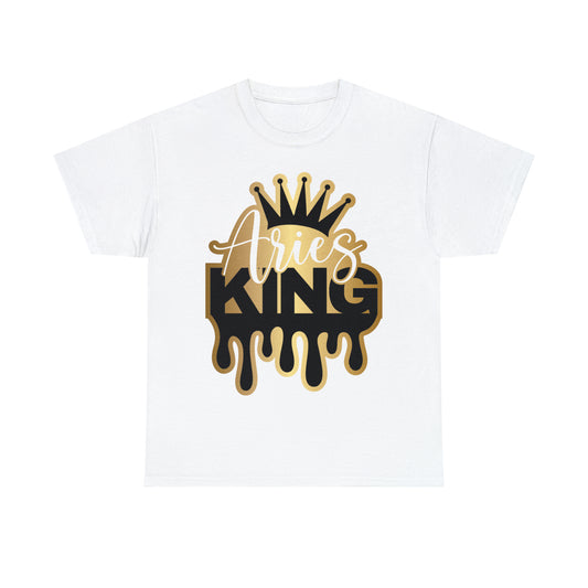 Aries King (Vinyl Cut-Specialty Foil) Print Unisex Heavy Cotton Tee